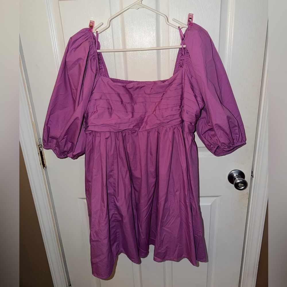 Abercrombie & Fitch Purple Puff-Sleeve Mini Dress